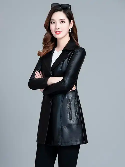 女士皮衣女外套韩版宽松2021新款春秋时尚潮流机车服皮风衣中长款