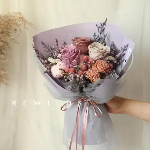 羽俙碧 520礼物送女友浪漫莫兰迪色永生花玫瑰花束雾霾蓝豆沙粉表白