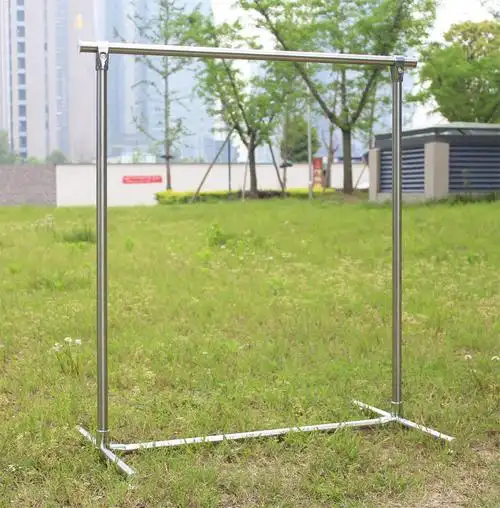 赫庭加厚折叠单杆式落地晾衣架不锈钢室内简易伸缩晒衣架 可代发