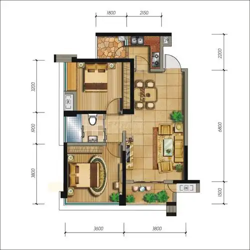 永立龙邸2,3号楼(c1/c2)户型图,2室2厅1卫79.06平米- 成都透明房产网
