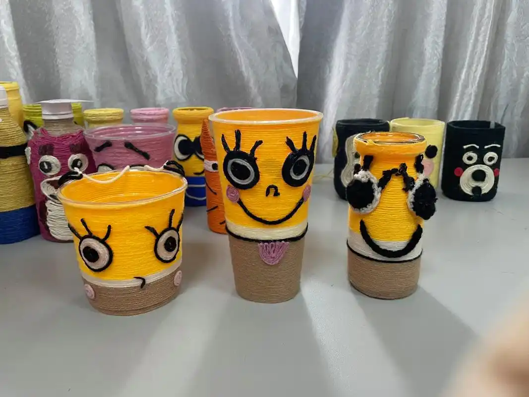 毛线瓶子手工 塑料瓶子不要扔!把手工做起来装饰.