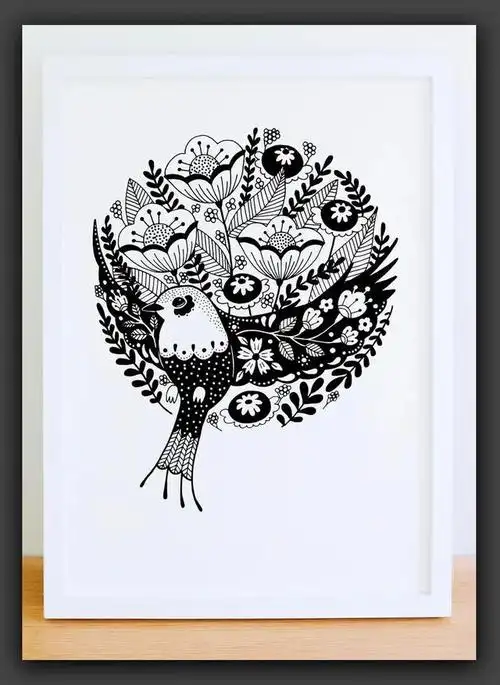 黑白画装饰画技法(创意黑白画意一组唯美的绘画线描装饰画欣赏)(3)