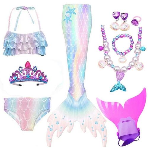 美人鱼尾巴女童泳衣2023夏季新款小女孩宝宝公主裙衣服儿童比基尼