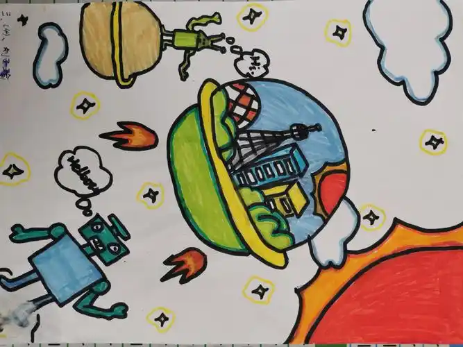 科技创造未来——榆林高新小学三年级四班科技制作,科幻画作品展