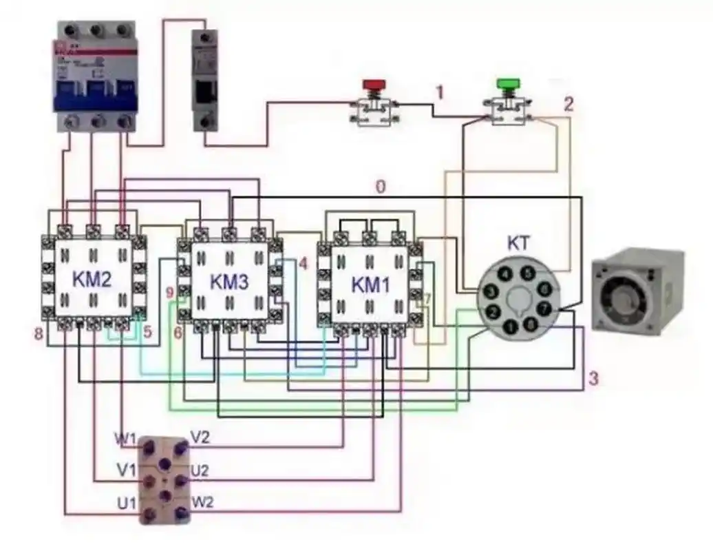 星三角启动原理图及电气柜接线图  1.