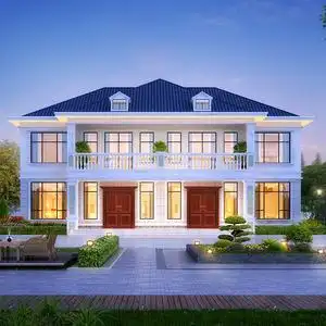 农村自建房设计图二层双拼别墅设计图纸简欧兄弟房全套效果施工图