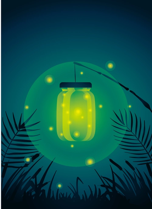 梦幻精美萤火虫灯笼画册展板矢量背景素材