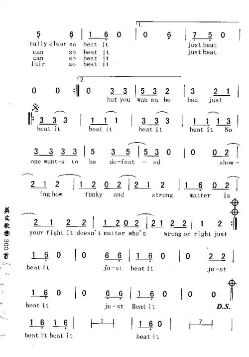 beat it 击败它 歌谱 简谱