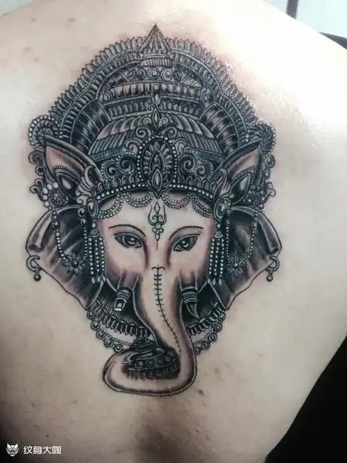 背部象神_纹身图案手稿图片_赵毅的纹身作品集
