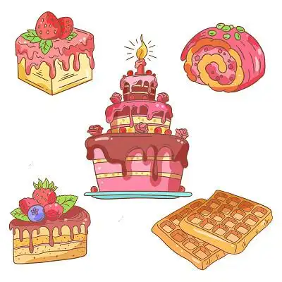 卡通风水果蛋糕营养维生素插画元素png