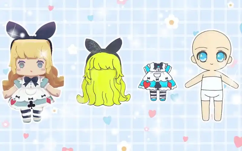 手工纸娃娃玩具:纸娃娃装扮,《迷你世界》爱丽丝装扮