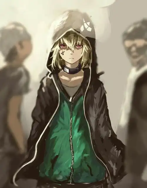 动漫图片连帽风衣少女