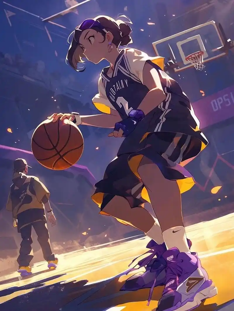 篮球少女-紫配金/白