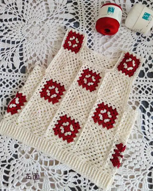 钩针祖母格背心图解