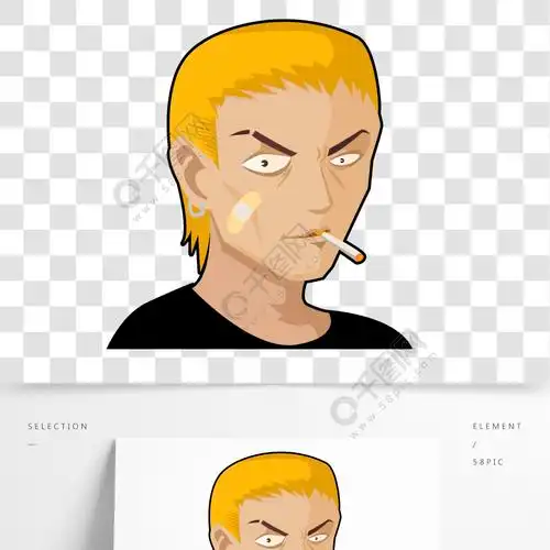 卡通矢量不良少年坏笑古惑仔