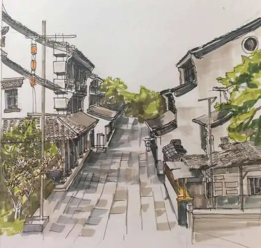 古建筑马克笔写生二 - 美篇