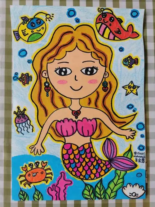 儿童画丨海底世界主题之美人鱼