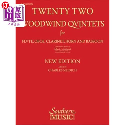 海外直订22 woodwind quintets - new edition: bas