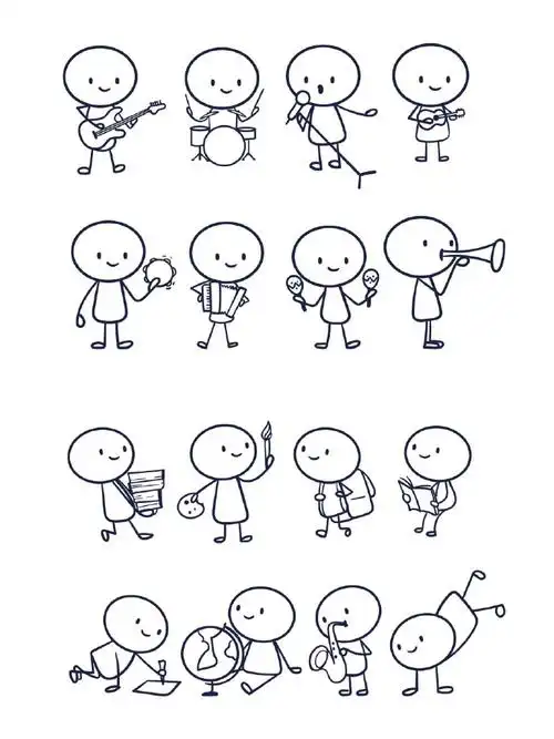 小人日常简笔画,适合每一个可爱的你们!