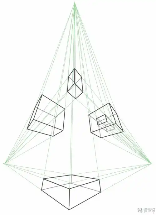 临摹三点透视方块—美术基础三点透视的练习 举报