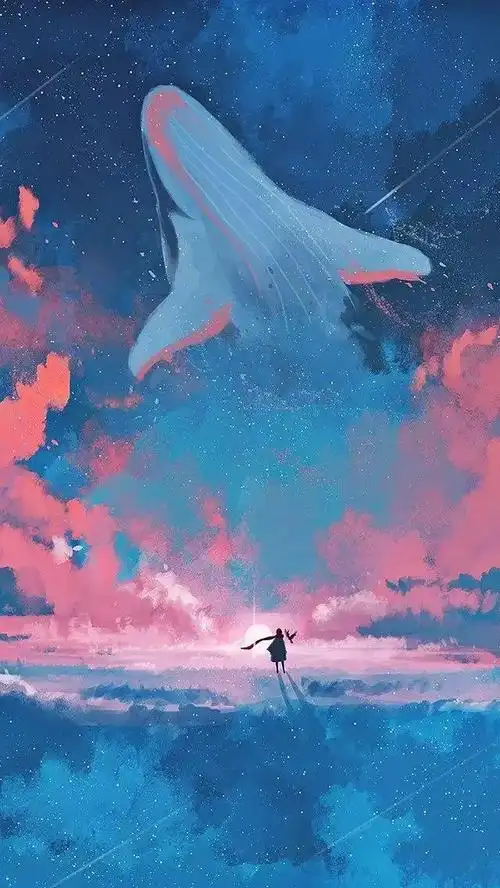 一鲸落,万物生.韩国画家9jedit笔下绝美治愈鲸鱼画作