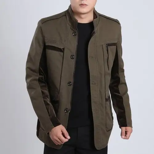 春秋装中老年男装修身休闲夹克外套40-45-50-60岁中年男士爸爸装