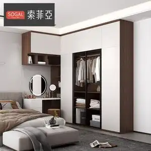 定制金 索菲亚定制转角衣帽间l型衣柜梳妆台一体组合整体简约卧室