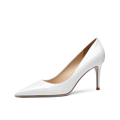 真皮浅口气质细跟尖头鞋luke裸色小个子高跟鞋女秋冬款大码