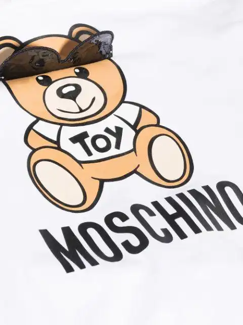 moschino kids 小熊图案连帽衫
