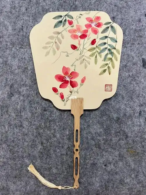 凌霄花国画写意团扇