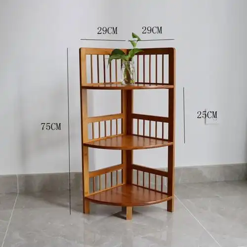 转角架三角架浴室搁板置物架木储物架楠竹鞋架鞋柜墙角架角落架 5层