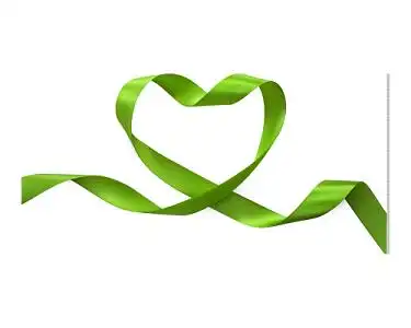 矢量绿色心形飘带素材