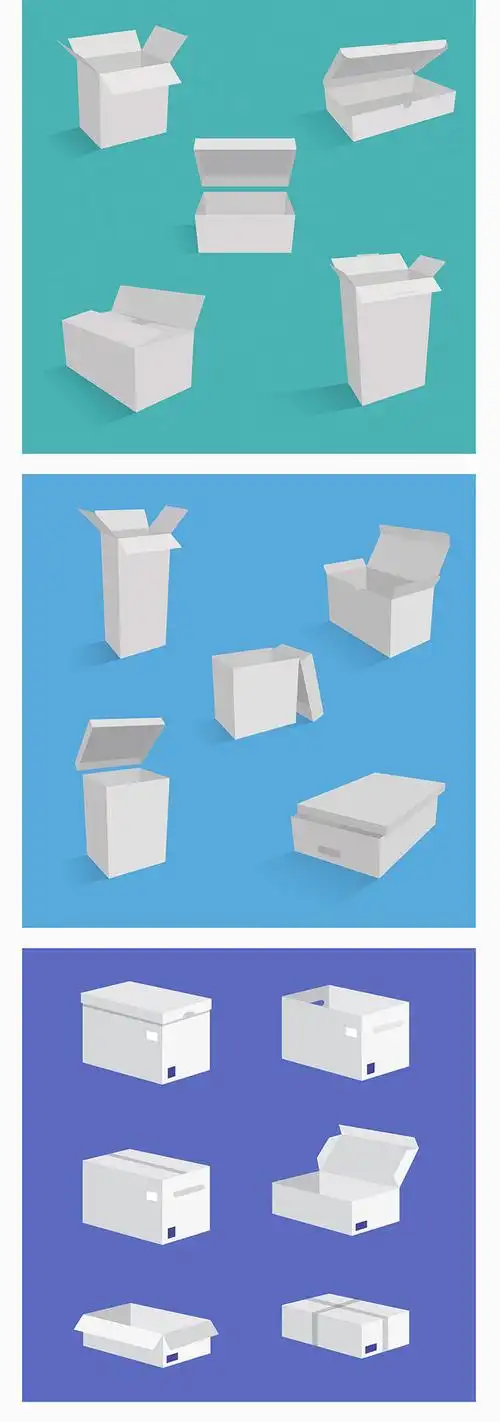 物流运输纸箱子空白纸盒盒子立体包装盒样式图标模型ai矢量素材淘宝网