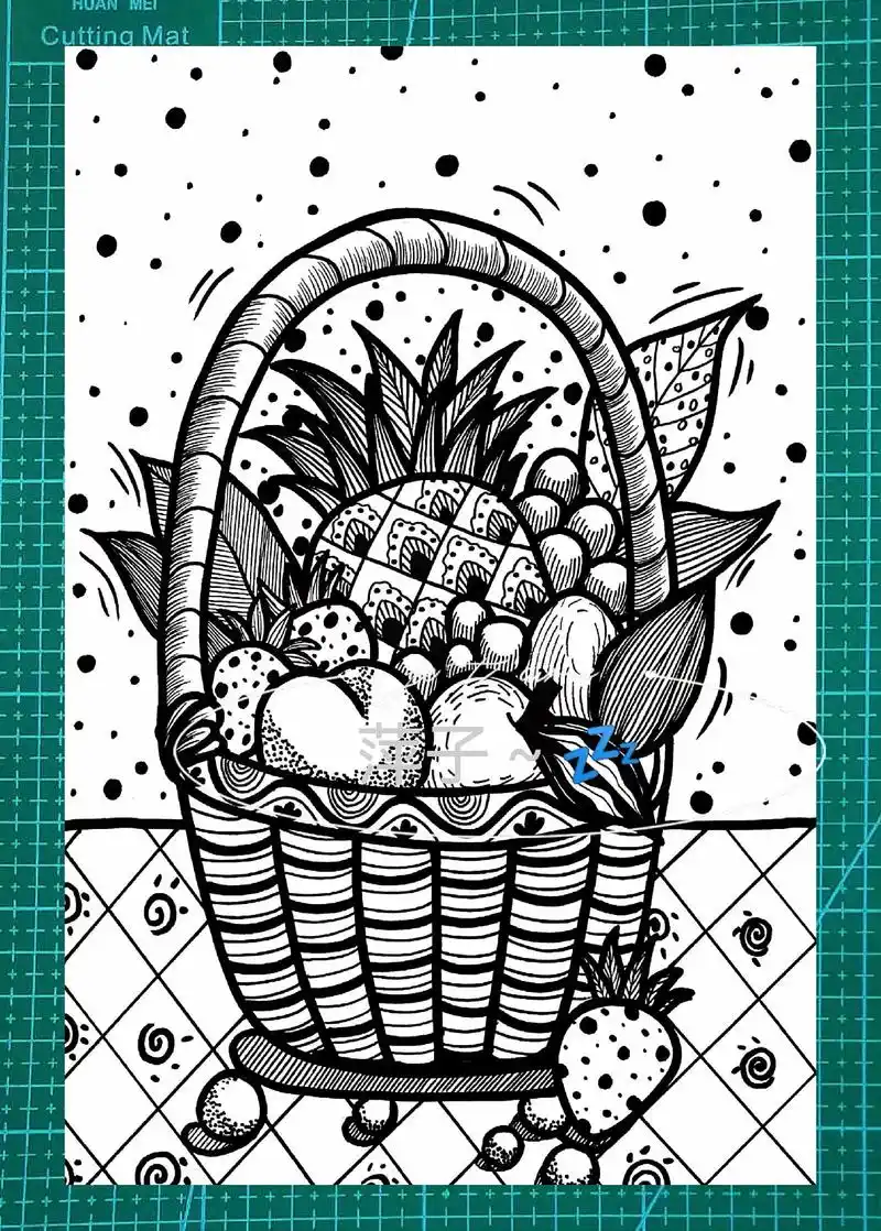 创意美术 #线描装饰画 #黑白线描装饰画  - 抖音