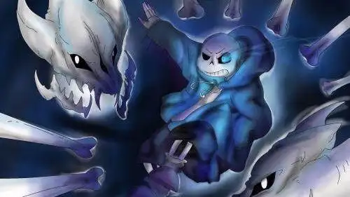 小c变成sans龙骨炮下对面活不过几秒