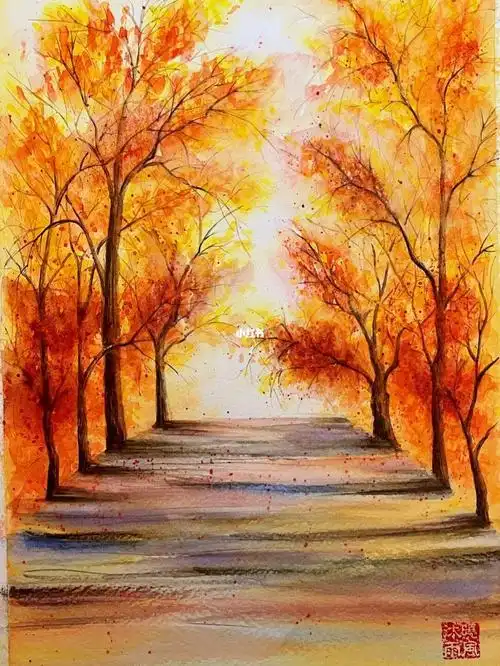秋天水彩画秋天水彩画简单
