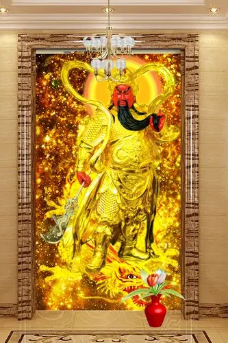 5d魔方钻石画关公踏龙武财神关羽招财进宝圆钻满钻玄关贴钻十字绣