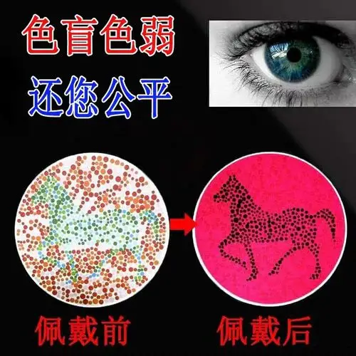 正品红绿色盲色弱矫正纠正眼镜看检查检测图谱专用男女通用隐型