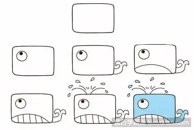 简笔画长方形小动物的画法教程(2)