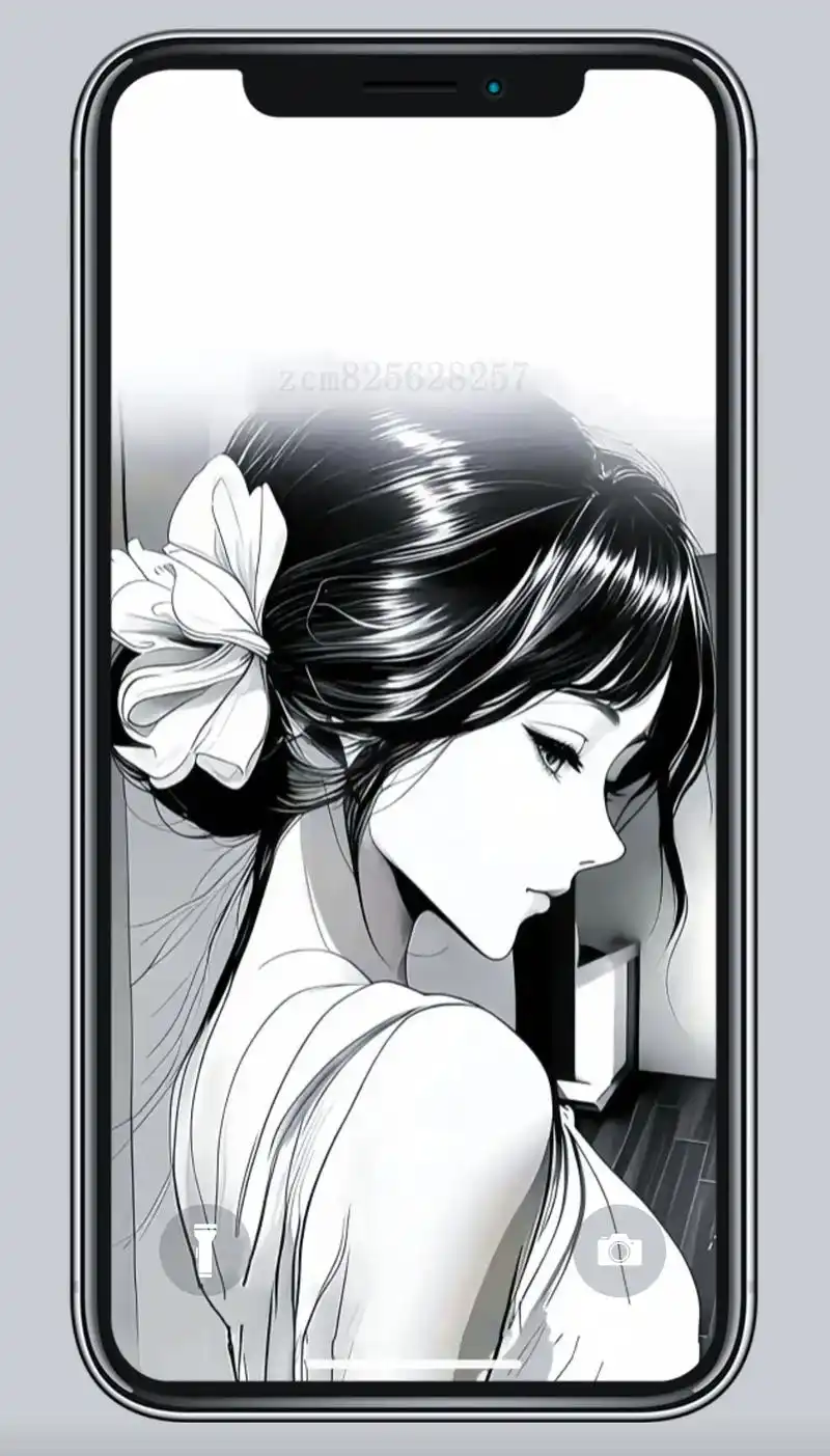 黑白线条黑白风格手机壁纸锁屏.女生温柔壁纸#黑白系 #动漫美