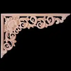 东阳木雕花欧式角花中式仿古装修实木线条镂空贴花吊顶枪角梁托