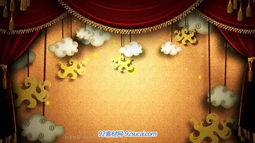 卡通云朵落幕 六一儿童节舞台演出背景高清动态视频素材