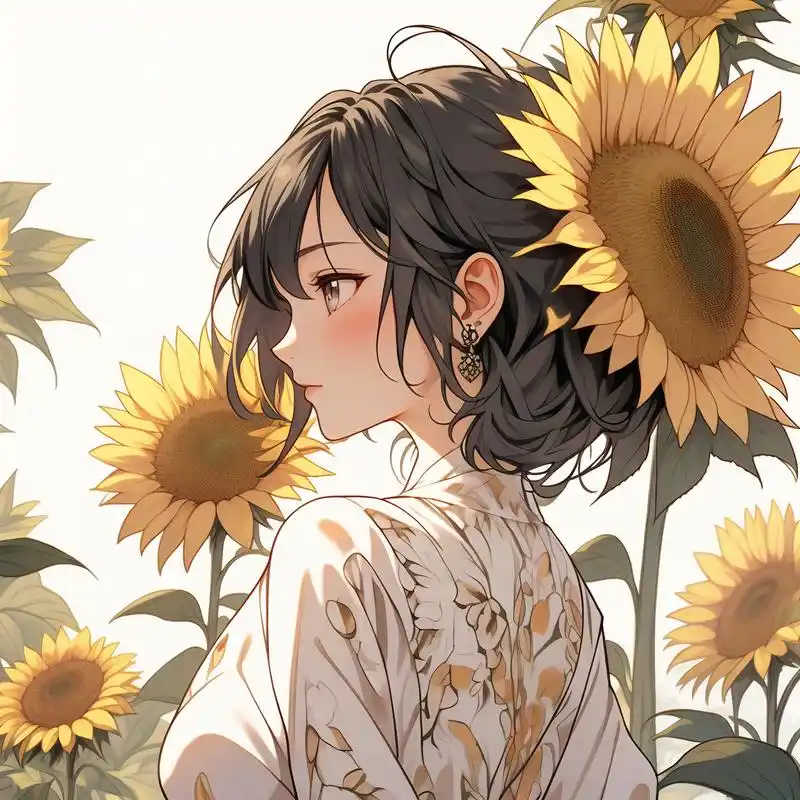 女生后背向日葵头像97太美啦!