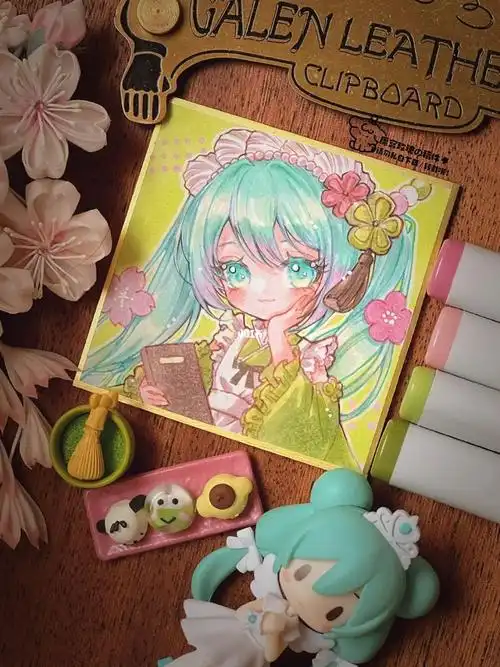 马克笔画个抹茶巴菲初音