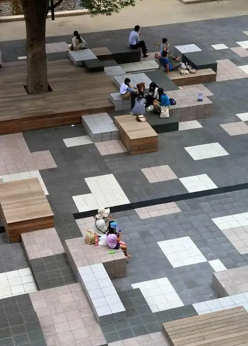 休闲广场铺砖效果图