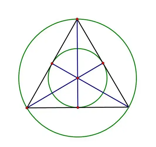正三角形外心内心垂心均在同一点,它的外接圆面积是内接圆的几倍