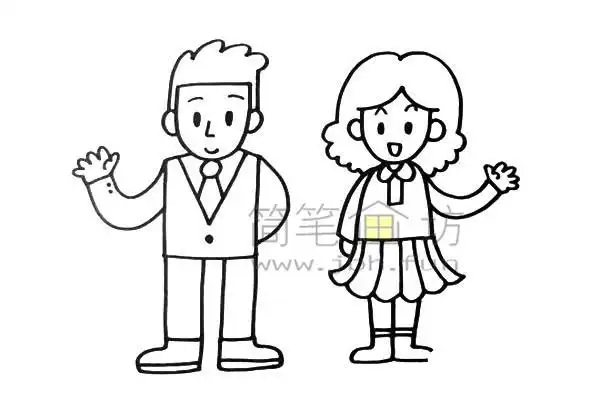 感恩爸爸妈妈简笔画绘画步骤【彩色】 - 学院 - 摸鱼网 - ∑(っ°Д