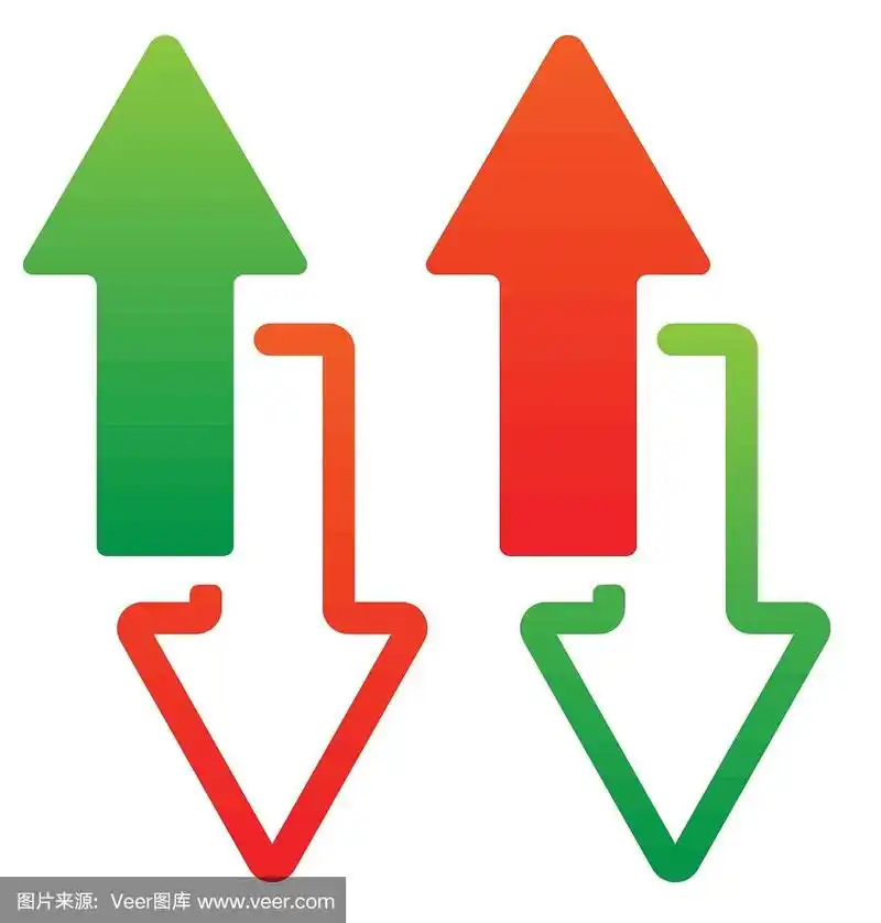 绿色和红色,上下箭头.向量.