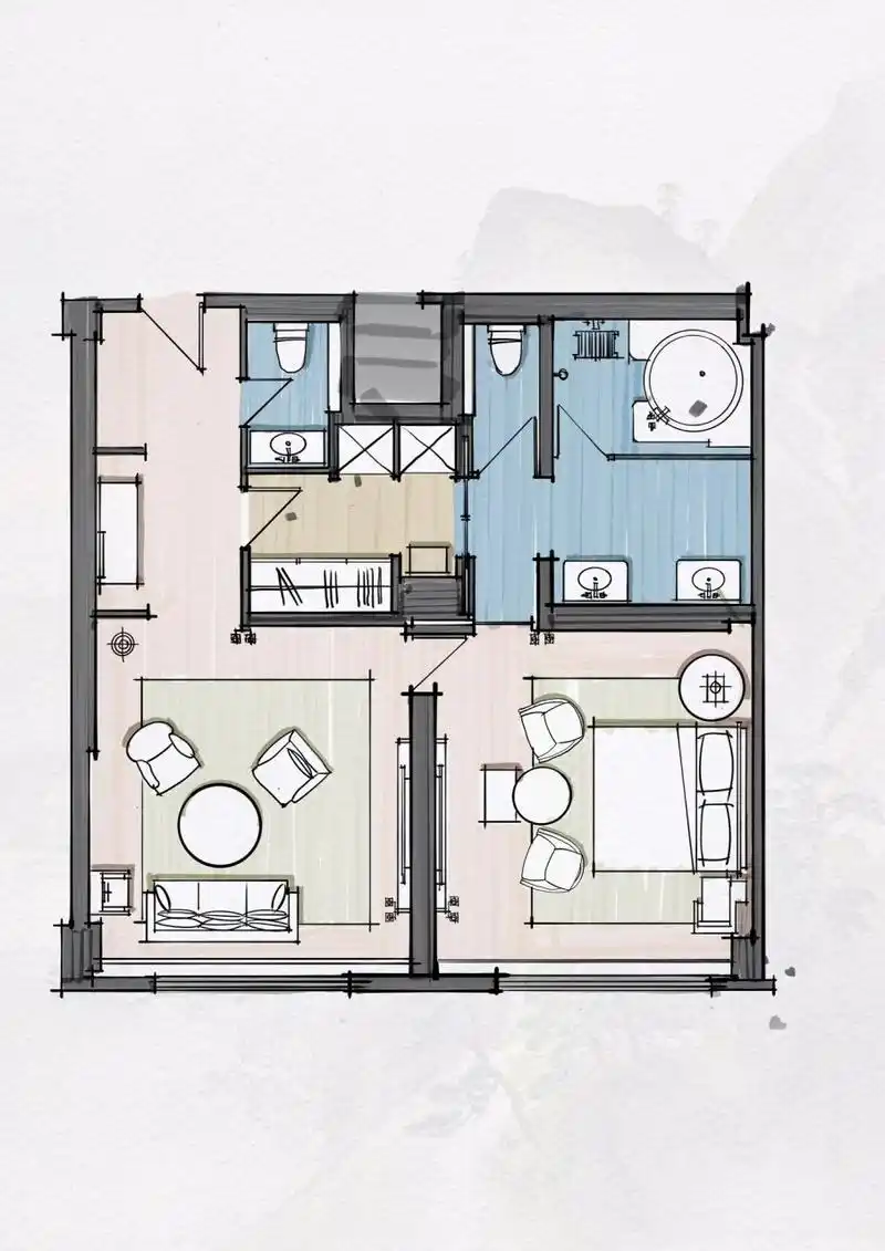 酒店客房平面(8)——京都柏悦酒店套房 季大师的第八集,京都柏悦酒店