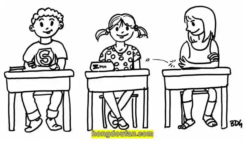 5张返校去上学上课卡通儿童简笔画
